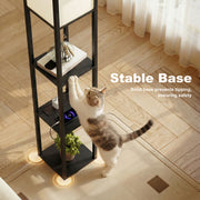 Floor Lamp with Shelves for Extra Storage and Soft Lighting in Small Spaces Black Homcom