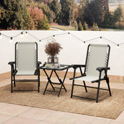3 Piece Garden Bistro Set For Balcony Or Patio With Foldable Table and Chairs, Cream White Outsunny