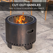 Black Metal Smokeless Wood Fire Pit for Garden Heating and Outdoor Evenings AOSOM