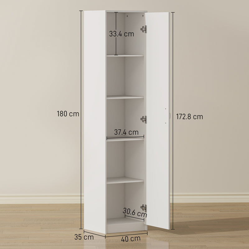 Slim Kitchen Cupboard with Adjustable Shelves for Narrow Spaces White