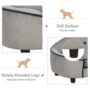 Small Dog Sofa Bed with Washable Cushion and Wooden Frame for Pets Up to S Size Grey