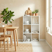 Storage Shelf with 6 Open Compartments for Organising Books and Toys White Wood Effect AOSOM