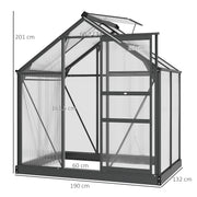 Large Walk In Polycarbonate Greenhouse With Sliding Door For Garden Plant Growth Grey