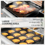 Black 15kW Deluxe Duo Gas BBQ Grill With Plancha and Side Burner For Outdoor Cooking Outsunny
