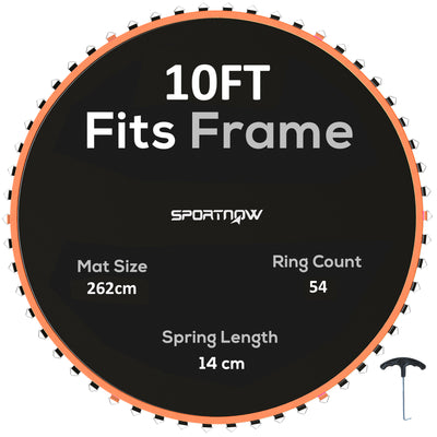Trampoline Replacement Mat with Spring Tool 54 V-Hooks for 10ft Trampoline Orange by SPORTNOW AOSOM