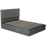 Ottoman King Size Bed Frame With Lift Up Storage & Velvet Headboard for Organised Bedrooms, Dark Grey Homcom