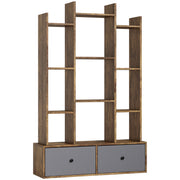 12 Shelf Storage Unit With Drawers For Home Office Or Bedroom Organisation Brown AOSOM