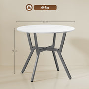 Round High Gloss Dining Table With Metal Legs Ideal For Kitchen Or Living Room White