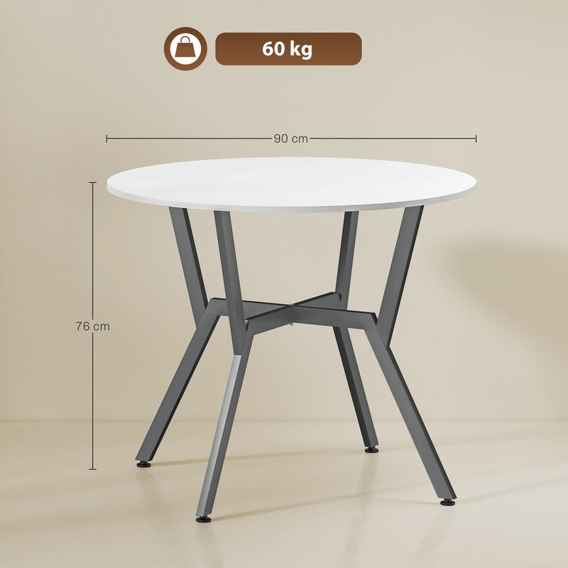 Round High Gloss Dining Table With Metal Legs Ideal For Kitchen Or Living Room White