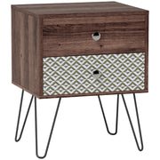 Rustic Brown 2 Drawer Bedside Table Wooden Nightstand for Bedroom or Living Room by HOMCOM