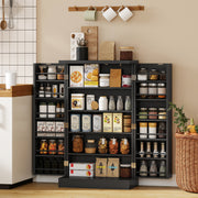 Freestanding Kitchen Pantry Cupboard With Adjustable Shelves For Extra Storage Black AOSOM