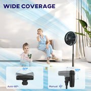Adjustable Black Pedestal Fan with Oscillating Head and Tilt Function