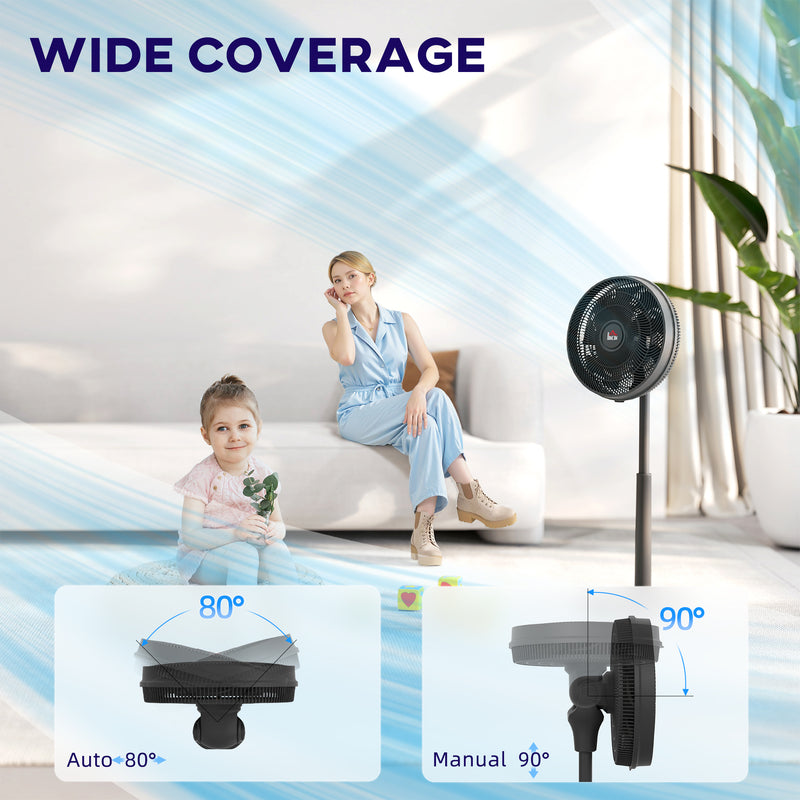 Adjustable Black Pedestal Fan with Oscillating Head and Tilt Function
