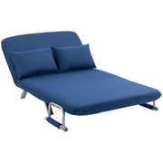 Two Seater Click Clack Sofa Bed with Adjustable Backrest for Guest Room Dark Blue