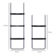 Galvanised Steel Trampoline Ladder 2 or 3 Step for 6ft to 16ft Trampolines Silver by SPORTNOW AOSOM