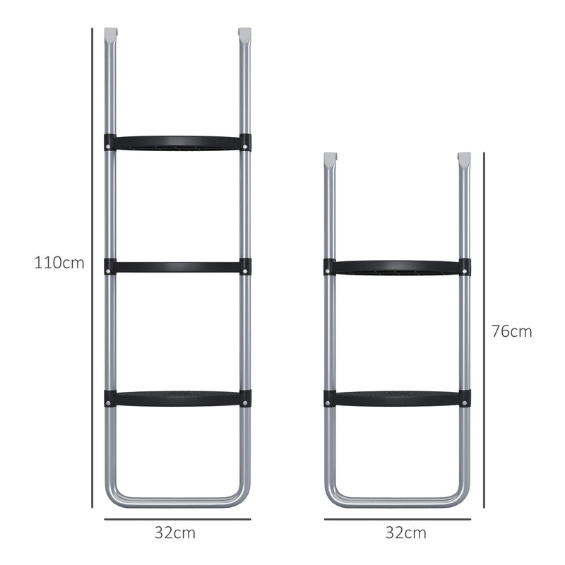 Galvanised Steel Trampoline Ladder 2 or 3 Step for 6ft to 16ft Trampolines Silver by SPORTNOW AOSOM