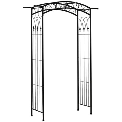 Metal Garden Arch for Climbing Plants and Flowers Outdoor Entryway Structure Black Outsunny