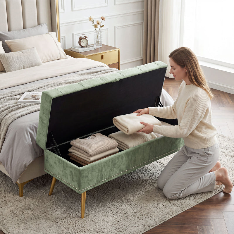 Storage Ottoman with Hidden Compartment and Padded Seat for Living Room or Bedroom