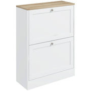 White Narrow Shoe Cabinet with Flip Drawers and Adjustable Shelves for Hallway Storage AOSOM