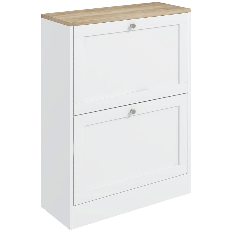 White Narrow Shoe Cabinet with Flip Drawers and Adjustable Shelves for Hallway Storage AOSOM
