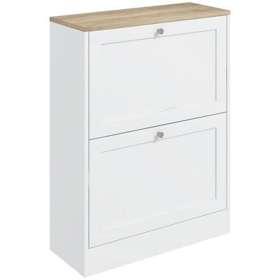 White Narrow Shoe Cabinet with Flip Drawers and Adjustable Shelves for Hallway Storage AOSOM