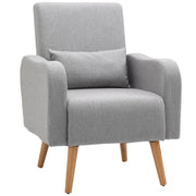 Linen Touch Upholstered Accent Armchair with Cushion for Living Room Comfort Grey