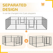 16 Panel Heavy Duty Puppy Playpen for Small and Medium Dogs Indoor Outdoor Use Grey AOSOM
