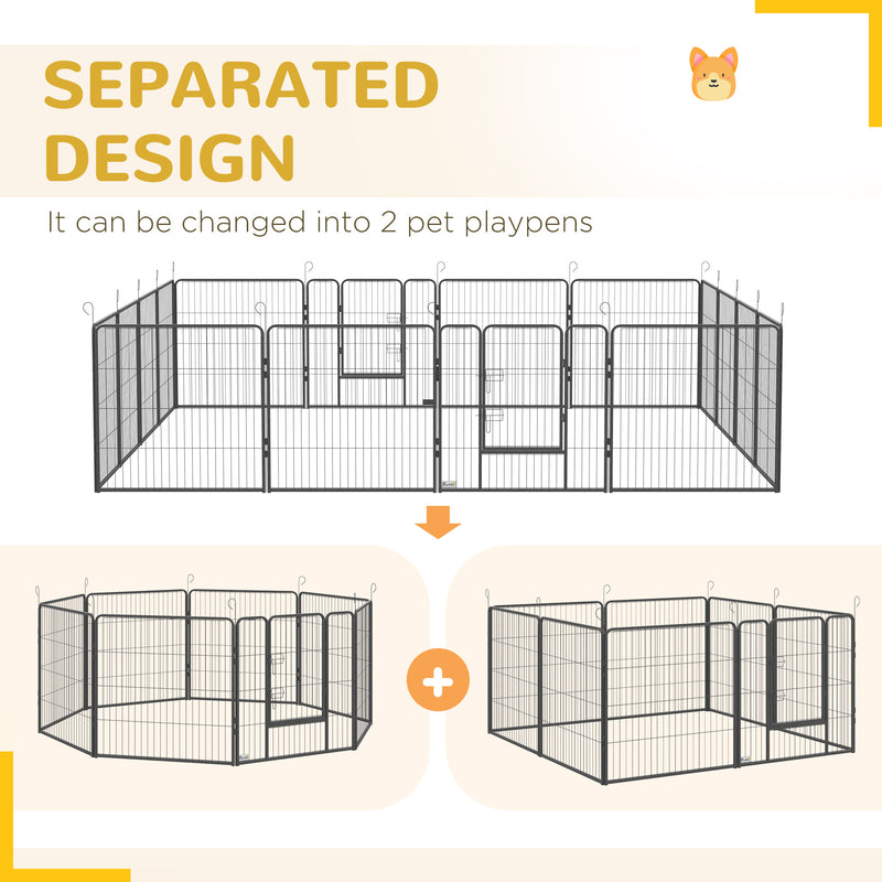 16 Panel Heavy Duty Puppy Playpen for Small and Medium Dogs Indoor Outdoor Use Grey AOSOM
