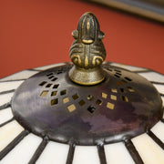 Handmade Stained Glass Table Lamp for Bedroom or Living Room with Antique Design, Purple