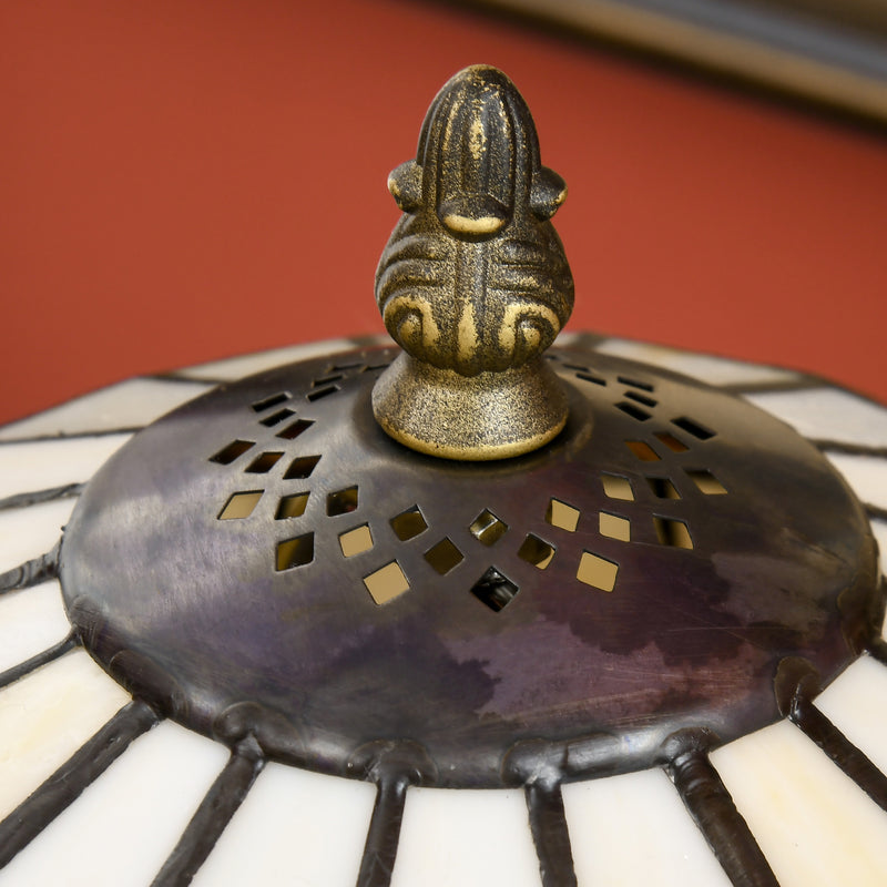 Handmade Stained Glass Table Lamp for Bedroom or Living Room with Antique Design, Purple