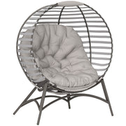 Light Grey Rattan Egg Chair with Cushion and Side Pocket for Garden Comfort by Outsunny