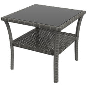 Grey Rattan Square Outdoor Coffee Table With Storage Shelf Ideal For Patio or Garden Use