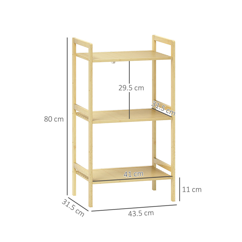Three Tier Bamboo Storage Shelf Adjustable Freestanding Organiser Unit by HOMCOM