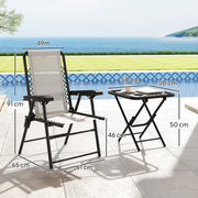 3 Piece Garden Bistro Set For Balcony Or Patio With Foldable Table and Chairs, Cream White Outsunny