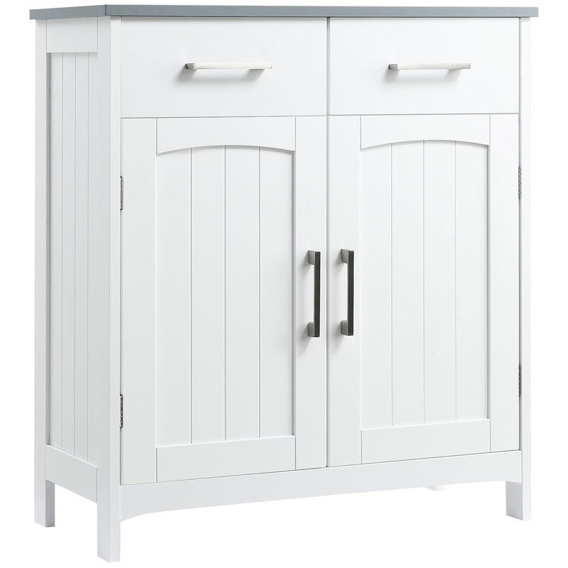 Freestanding Bathroom Storage Cabinet with Adjustable Shelf and Drawers White