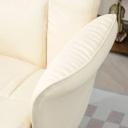 Swivel Recliner Chair with Footstool and High Back for Lounge Comfort, Cream White
