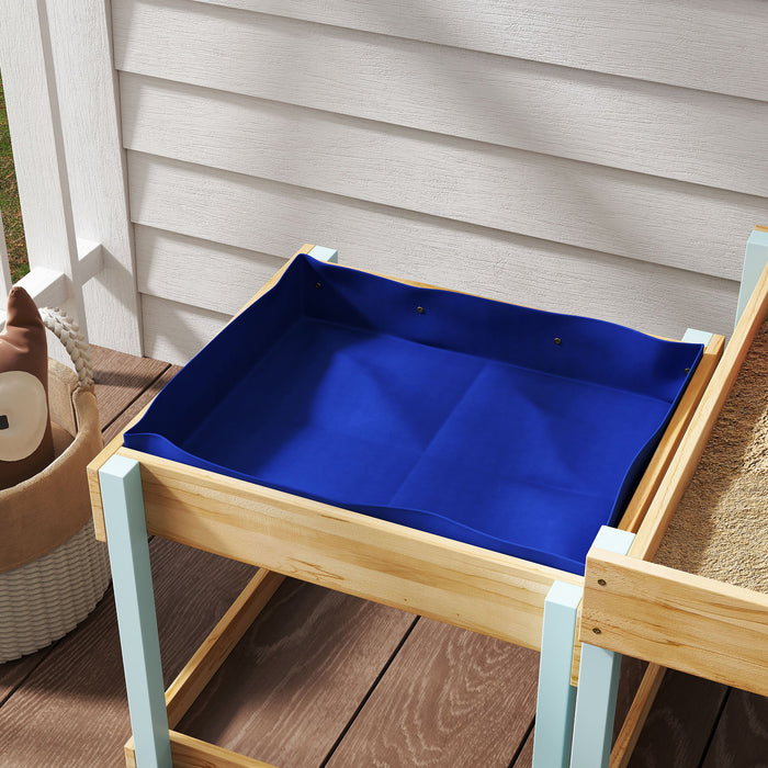 Wooden Sand and Water Play Tables for Kids Aged 3 to 8 with Bottom Liners Natural Finish