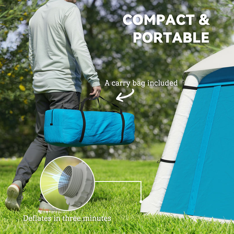 Inflatable 2 Person Camping Tent Quick Pitch Waterproof Shelter with Mesh Windows Light Blue