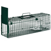 Heavy Duty Metal Rat Trap Cage for Small Animal Control with Single Door Dark Green AOSOM