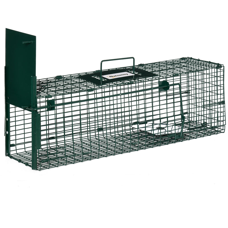 Heavy Duty Metal Rat Trap Cage for Small Animal Control with Single Door Dark Green AOSOM