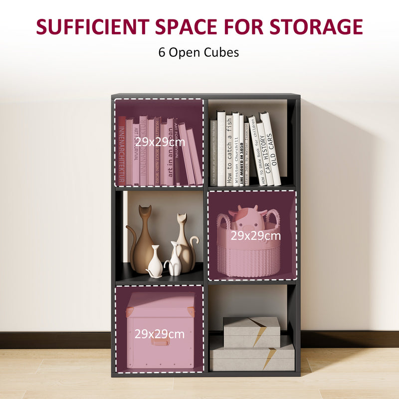 6 Cube Storage Bookshelf With Open Shelves Ideal For Home Or Office Use Black