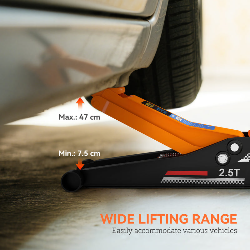 Hydraulic Trolley Jack for Easy Car Maintenance and Tyre Changes 2.5 Ton Orange AOSOM