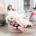 Pink PU Leather Manual Recliner Armchair with Adjustable Leg Rest and 360Â° Swivel by HOMCOM