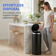Sensor Kitchen Bin 50L Touch Free with Soft Close Lid for Cleaner Waste Disposal Black Homcom