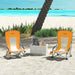 Set of 2 Orange Folding Beach Chairs with Mesh Back Cup Holder and Carry Bag for Outdoor Use