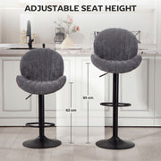 Adjustable Swivel Bar Stools with Curved Backrest for Kitchen Counters Grey and Black AOSOM