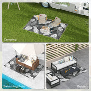 Grey and White Reversible Outdoor RV Rug with Carry Bag for Camping 182 x 274cm