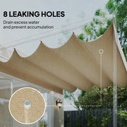 Retractable Replacement Canopy Cover for 4 x 3 m Garden Pergola UV30 Plus Protection Khaki Outsunny