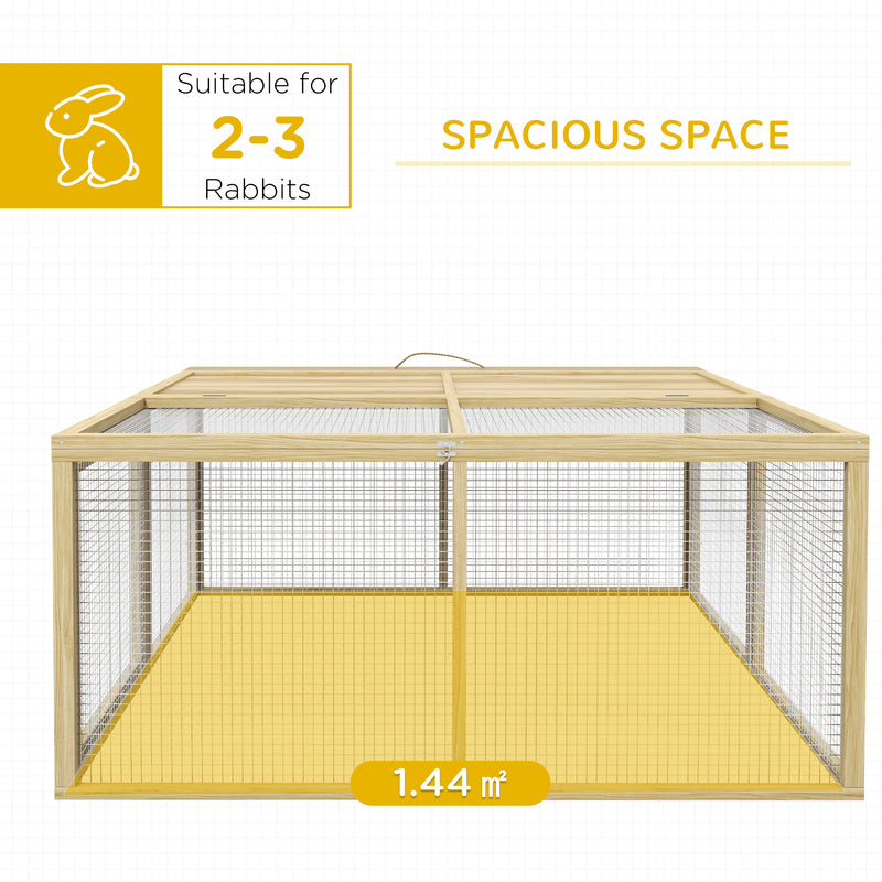 Large Wooden Rabbit Hutch for 2–3 Pets with Easy Access and Foldable Design Natural Wood