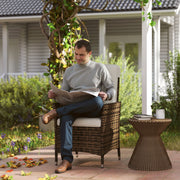 Cream Rattan Reclining Garden Chair with Cushion and Adjustable Backrest by Outsunny